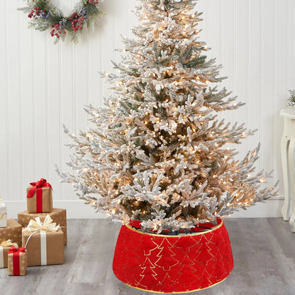 Christmas Tree Collar Red and Green Felt Decorations Tree Skirt Alternative Stereoscopic Tree Bottom Surrounder Party Display Good Vibrations