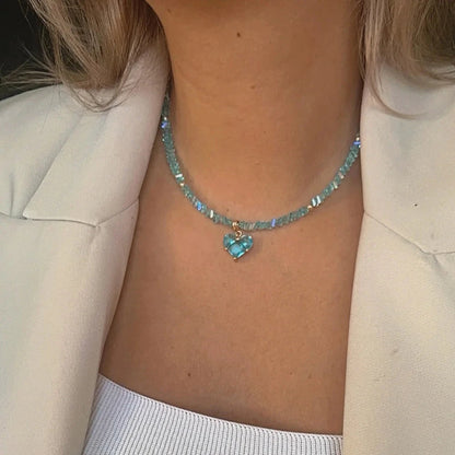 Big CCB Ball Beaded Chain With Heart Beads Pendant Necklace for Women Trendy Ladies Beades Collar on Neck Accessories Gift Good Vibrations