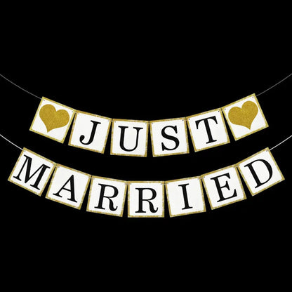 Just Married Photo Booth Frame Props Banner Wedding Decoration Mr Mrs Photobooth Props Latex Balloons Hen Party Bride Groom Good Vibrations