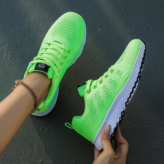 Women Sports Shoes for Women 2023 Casual Tennis Shoes Breathable Walking Mesh Platform Running Shoes Sneakers Female Footwear Good Vibrations