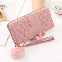 Women Long Wallet Pu Leather Card Holder Large Capacity Hasp Zipper Coin Purse Multi Card Organizer Cell Phone Wristlet Handbag Good Vibrations