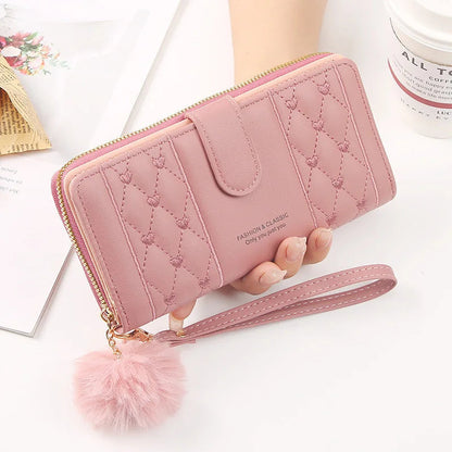 Women Long Wallet Pu Leather Card Holder Large Capacity Hasp Zipper Coin Purse Multi Card Organizer Cell Phone Wristlet Handbag Good Vibrations