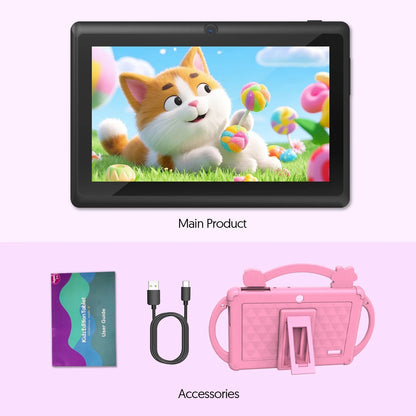 7-inch Android 13 children's tablet, 5G WiFi tablet, quad-core processor, 4GB (2g+2g-memory expansion) RAM+32GB ROM, with parent Good Vibrations