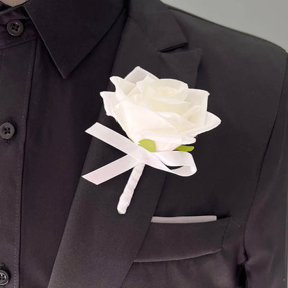 Bride Bridesmaids Bouquet Wedding Flowers Accessories Boutonniere Men White Silk Roses Artificial Bridal Bouquet Centrepiece Good Vibrations