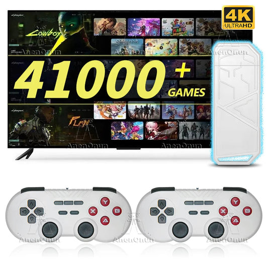 Newest 41000+ Games 4K Video Game Console Emuelec 9 Emulator Family Entertainment Retro Arcade TV Game Stick with 2 Controllers Good Vibrations