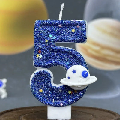 Number Birthday Candles Cake Party Decoration Birthday Candles Planet Universe Blue Boys and Girls Number0-9 Star Blue Party