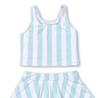 Girls Sleeveless Stripe Top Skirt Set Summer Casual Breathable Cotton Outfit for Kids Good Vibrations