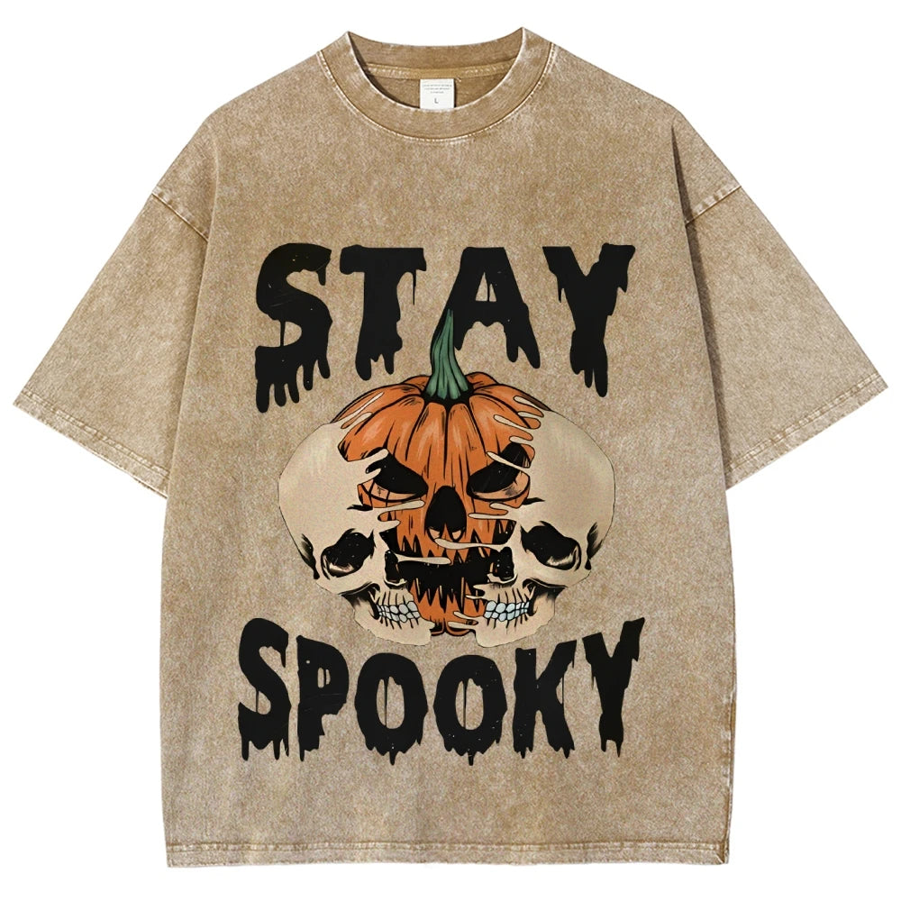 Neutral Style Retro Outfit T-Shirt Pure Cotton High Quality Pumpkin Letter Graphic Printing Fashion Trend Loose Short Sleeves Good Vibrations
