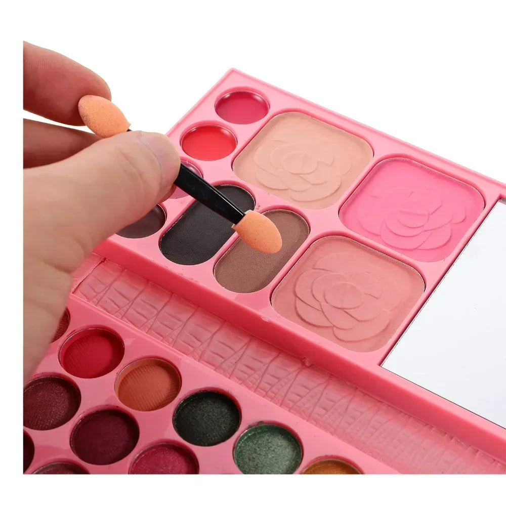 33 Colors Eye Shadow Powder Blush Lipstick Lasting Cosmetics Makeup Set with Mirror For Beginner Kids Travel Portable Palette Good Vibrations
