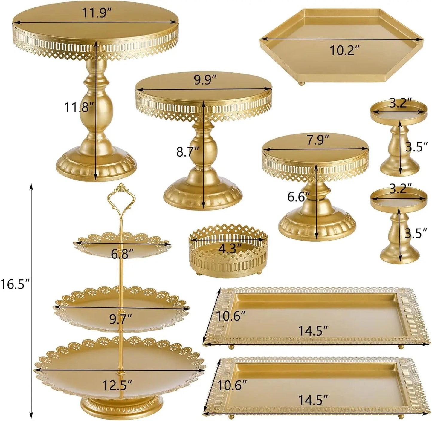 Set of 10 Cake Stand, Metal Cupcake Stand Set with Multiple Combination Styles, Dessert Plate Cake Serving Tray Candy Fruit Good Vibrations