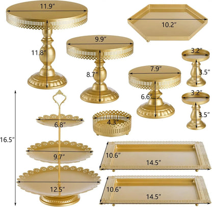 Set of 10 Cake Stand, Metal Cupcake Stand Set with Multiple Combination Styles, Dessert Plate Cake Serving Tray Candy Fruit Good Vibrations