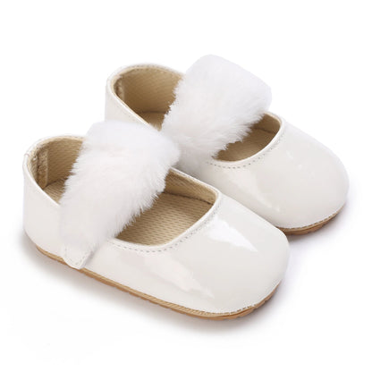 White Spring and Autumn 0-18M Baby Cute Bow Princess Shoes Casual PU Soft Rubber Bottom Anti slip Princess Shoes Walking Shoes Good Vibrations