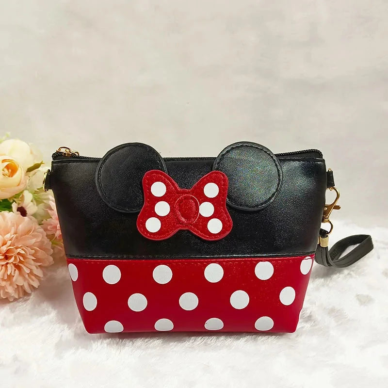 Disney Minnie Mouse Coin Purse Cartoon Leather Travel Cosmetic Bag Cute Portable Cosmetic Bag Toiletry Bag Good Vibrations