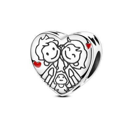 Heart Shape 925 Sterling Silver Family Lover Affection Pendant Charm Beads Fit Original Bangle Bracelet DIY Jewelry For Women Good Vibrations