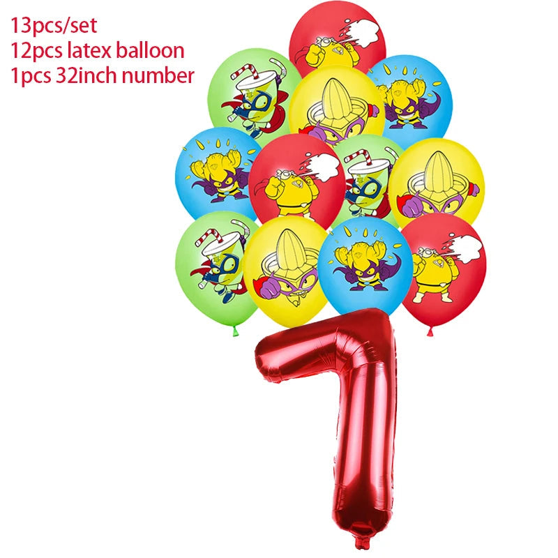 Superzings Birthday Party Decoration Balloon Banner Cake Topper SuperthingsTableware Birthday Party Supplies Baby Shower Good Vibrations