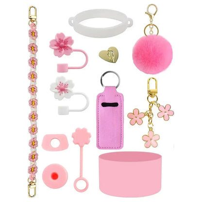 12PCS Accessories for Stanley Cup 30oz 40oz Tumbler Water Bottle Handle Strap Straw Toppers Keychain Charms Silicone Cup Boot Good Vibrations Adult Super Store