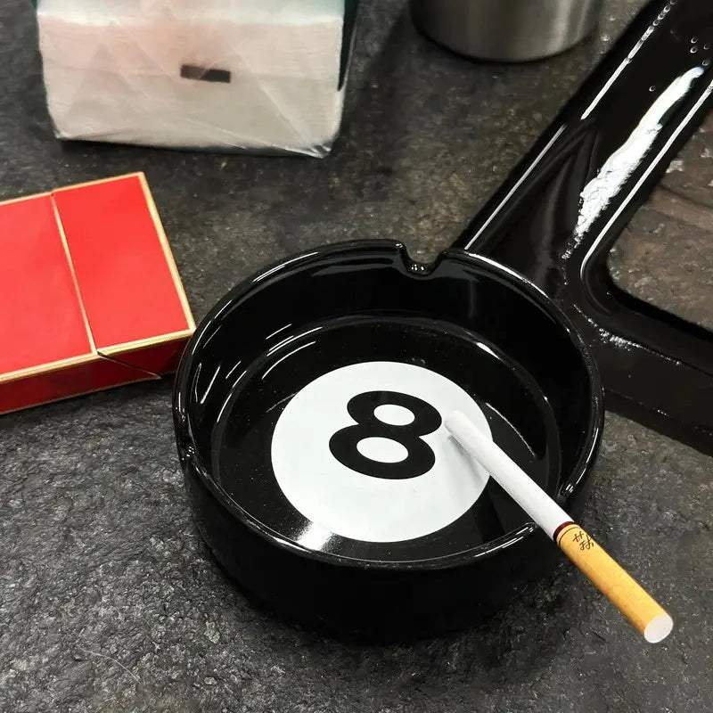 Unique Black Eight Ceramic Ashtray Perfect For Billiard Rooms Home Bars Parties Ideal Gift & Creative Birthday Presents Good Vibrations Adult Super Store