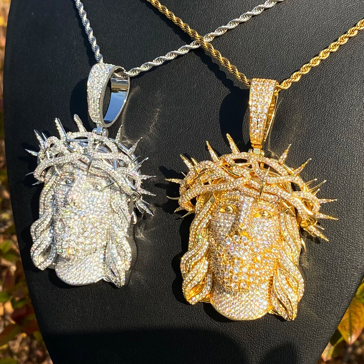 Aokaishen Iced Out Ratten Jesus Necklace Pendant for Men Prong Setting Cubic Zirocnia Hip Hop Jewelry Good Vibrations