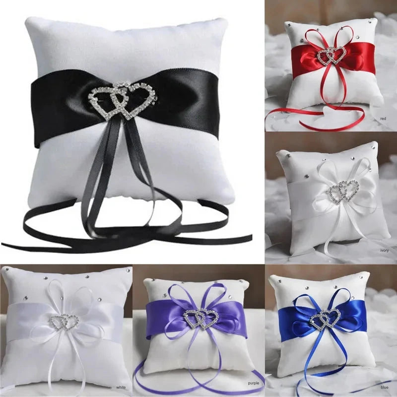 Pocket Ring Decoration Ribbon Pearls Ring Pillow Bridal Wedding Ceremony Pocket Ring Pillow Cushion Bearer with Ribbons Good Vibrations