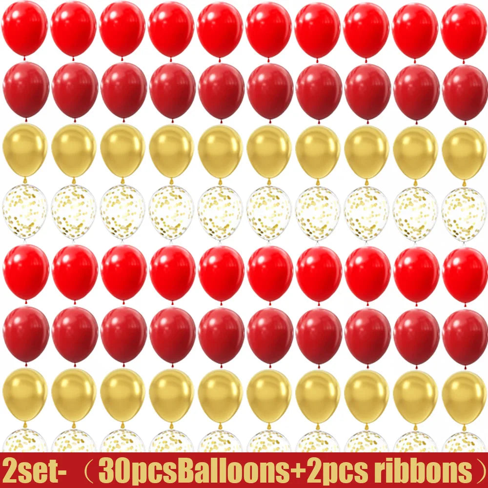 15-150 wedding themed decorations with red and gold latex balloons, suitable for birthdays, weddings, and home decor Good Vibrations