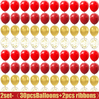 15-150 wedding themed decorations with red and gold latex balloons, suitable for birthdays, weddings, and home decor Good Vibrations