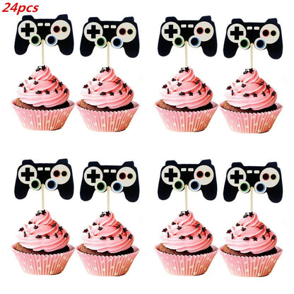 Video Game Party Supplies Set Birthday Decorations Happy Birthday Gaming Backdrop Game On Table Covers Gamer Banner Balloons Good Vibrations