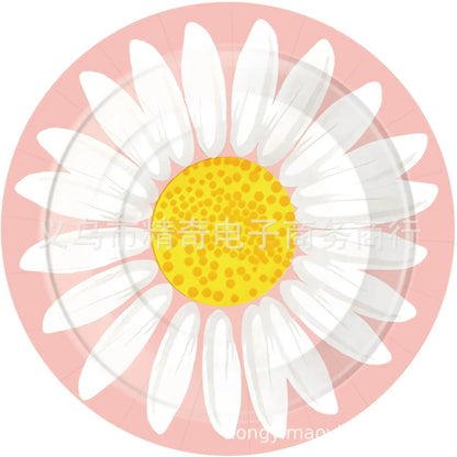 Daisy 2nd Birthday Decorations Party Tableware Plate Napkin Cup Tablecloth Groovy Retro Daisy Two Years Old Birthday Supplies Good Vibrations