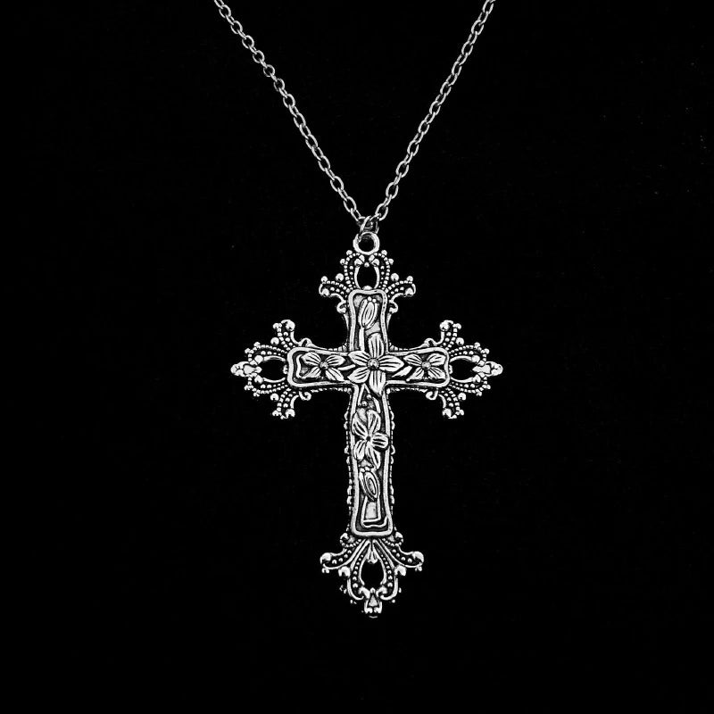 Hip Hop Cross Pendant Necklace Gothic Stainless Steel Minimalist Jewelry For Men Retro Fashion Unisex Gift Couple Accessories Good Vibrations