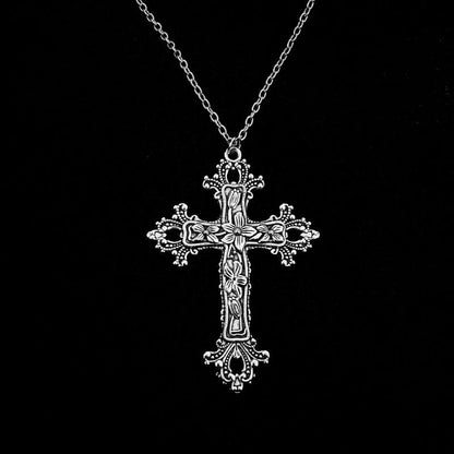 Hip Hop Cross Pendant Necklace Gothic Stainless Steel Minimalist Jewelry For Men Retro Fashion Unisex Gift Couple Accessories Good Vibrations