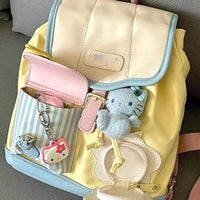 Mini Commuter Backpack 2025 New Style Travel Bag Cute Color Block Small Bookbag Female University Student Miniature Rucksack Good Vibrations