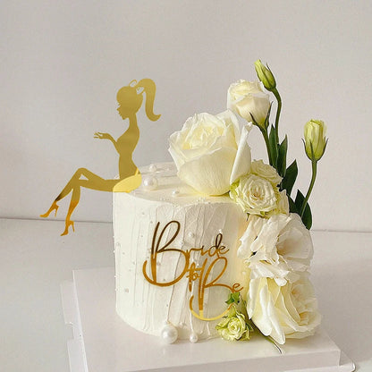 2Pcs/Set Bride To Be Cake Toppers Acrylic Wedding Cake Toppers Bridal Shower Bachelorette Hen Night Party Cake Decor Baking Tool Good Vibrations
