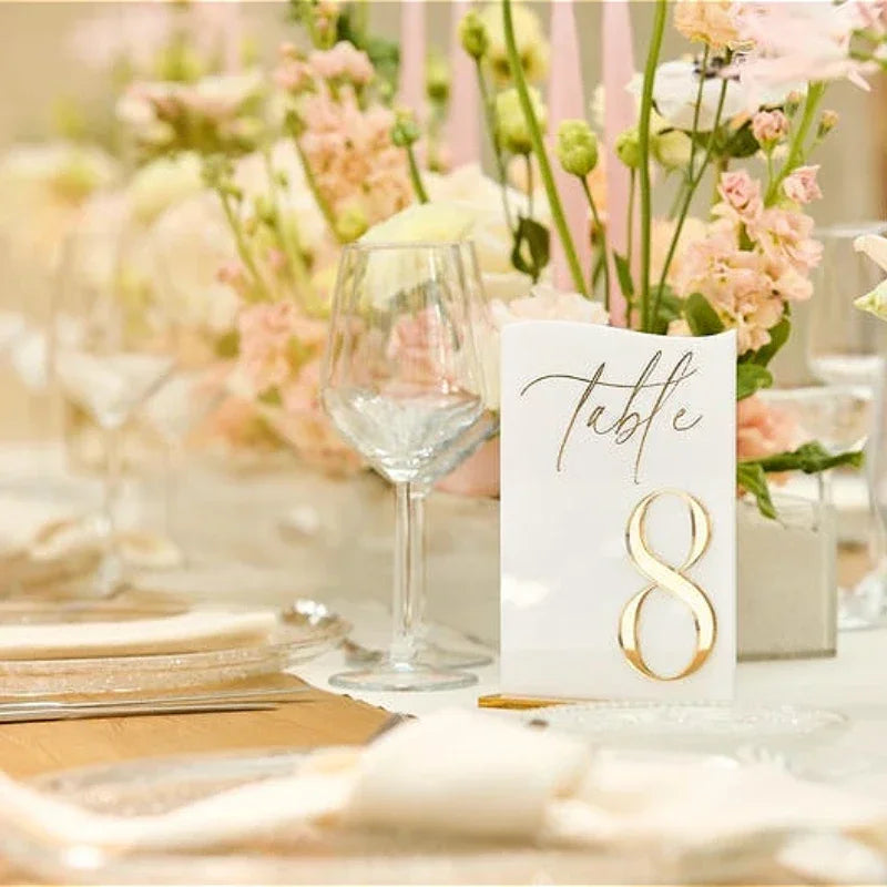 Wedding Table Numbers White Acrylic 3D Gold Mirror Table Numbers with Stands Wedding Table Decor Wedding Reception Good Vibrations