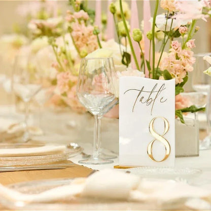 Wedding Table Numbers White Acrylic 3D Gold Mirror Table Numbers with Stands Wedding Table Decor Wedding Reception Good Vibrations