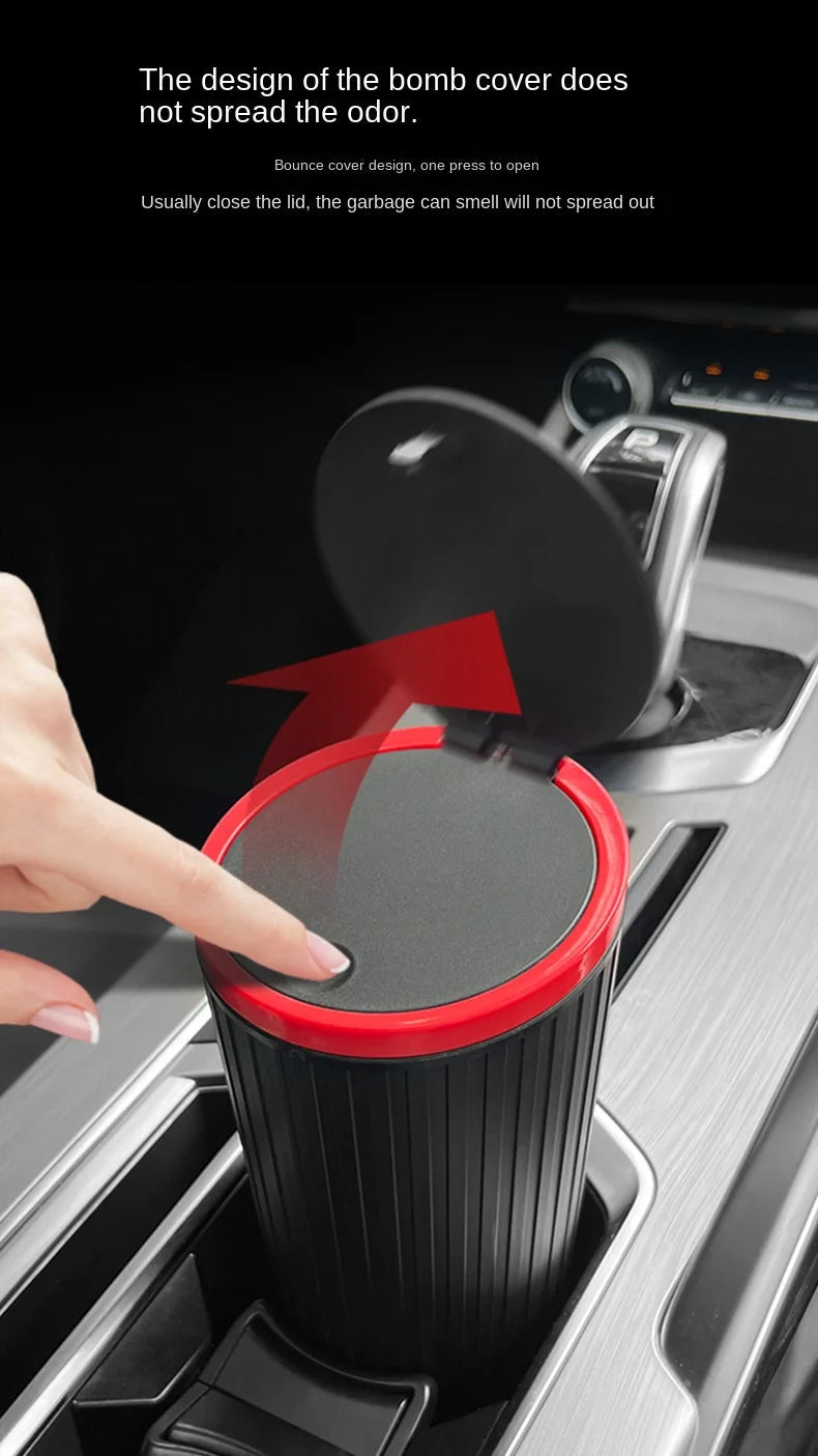 Universal Car Trash Bin Can Mini Auto Dust Organizer Car Interior Rubbish Bag Garbage Container Storage Box Bucket Auto Accessor Good Vibrations