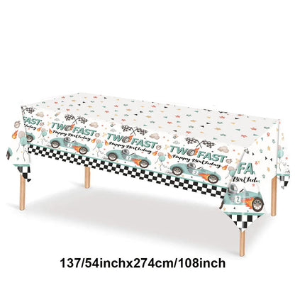 Race Car Party Tableware Plates Napkins Cup Two Fast Birthday Party Supplies Boys Racing Themed Two Years Old Party Decorations Good Vibrations