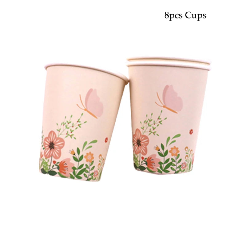 Hawaiian Pink Party Decoration Disposable Tableware Flower Summer Plate Paper Cup Napkin Birthday Decor Wedding Party Supplies Good Vibrations
