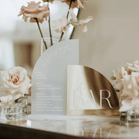 1p Arch Gold Acrylic Bar Sign- Arched Gold Wedding Bar Sign - Signature Drinks Wedding Sign - Wedding Bar Menu - Wedding Signage Good Vibrations