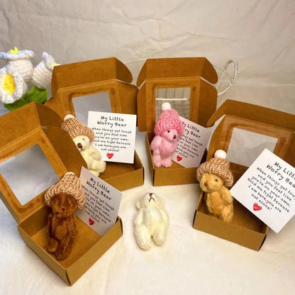 NEW Pocket Teddy Bear Mini Plush Bears In Box, Little Pocket Bears With Inspirational Card, Sympathy Gifts For Graduation Birth Good Vibrations
