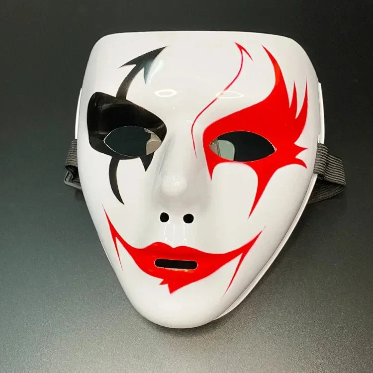 Halloween Props Masquerade Performance Full Face Mask Hand-painted White Street Dance Adult Eye Mask Death Clown Black Gold Good Vibrations