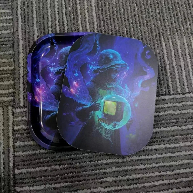 1Pc Rolling Tray Tobacco Cigarette Paper Accessories Trays Magnetic Lid Smoking Grinder Storage Metal Plate 18x14CM Good Vibrations Adult Super Store