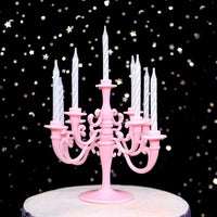 9PCS Candles and Candlestick Bracket 1 Set Cake Topper Birthday Party Cake Candle Holders Toppers Decoration Good Vibrations