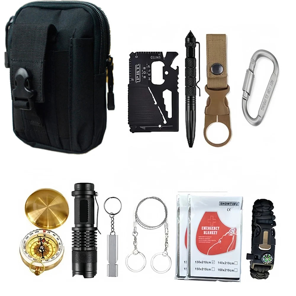 Outdoor Adventure Survival Kit SOS Emergency First Aid Kit Camping Equipments Medical Bag Self-defense EDC Pouch ifak Good Vibrations