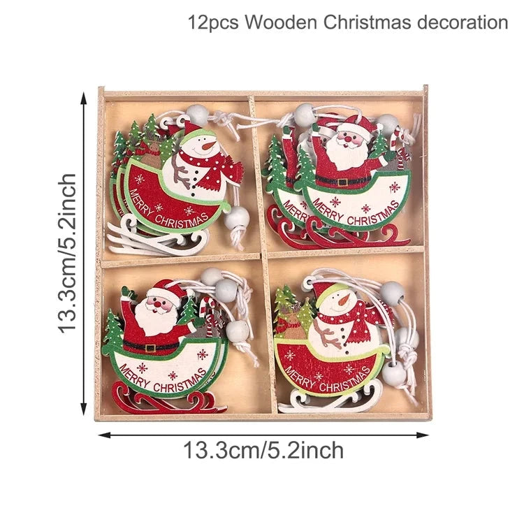 Christmas Wooden Pendant Merry Christmas Tree Decoration for Home 2025 Christmas Ornament Xmas Navidad Gifts Happy New Year 2026 Good Vibrations
