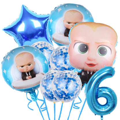 Baby Boy Party Decoration Banner Tableware Supplies Paper Boy DIY Cake Topper Birthday Foil Balloons Kit Accessory Gift Bags Good Vibrations