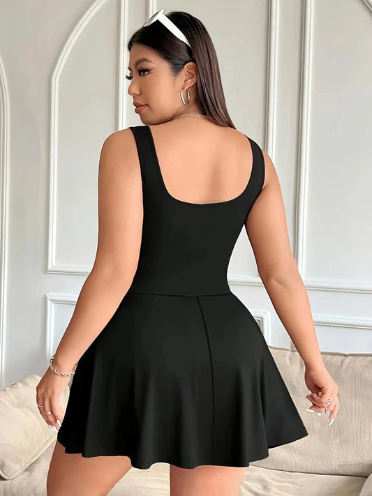 Popular hot products for spring, summer and autumn, home leisure and commuting elegant solid color large-size women's dress Good Vibrations