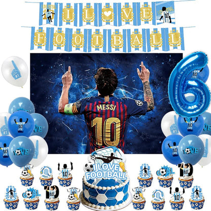 Soccer Party Supplies Superstar Messi Football Birthday Party Decoration Disposable Tableware Tablecloth Plates Cup Backdrop Good Vibrations