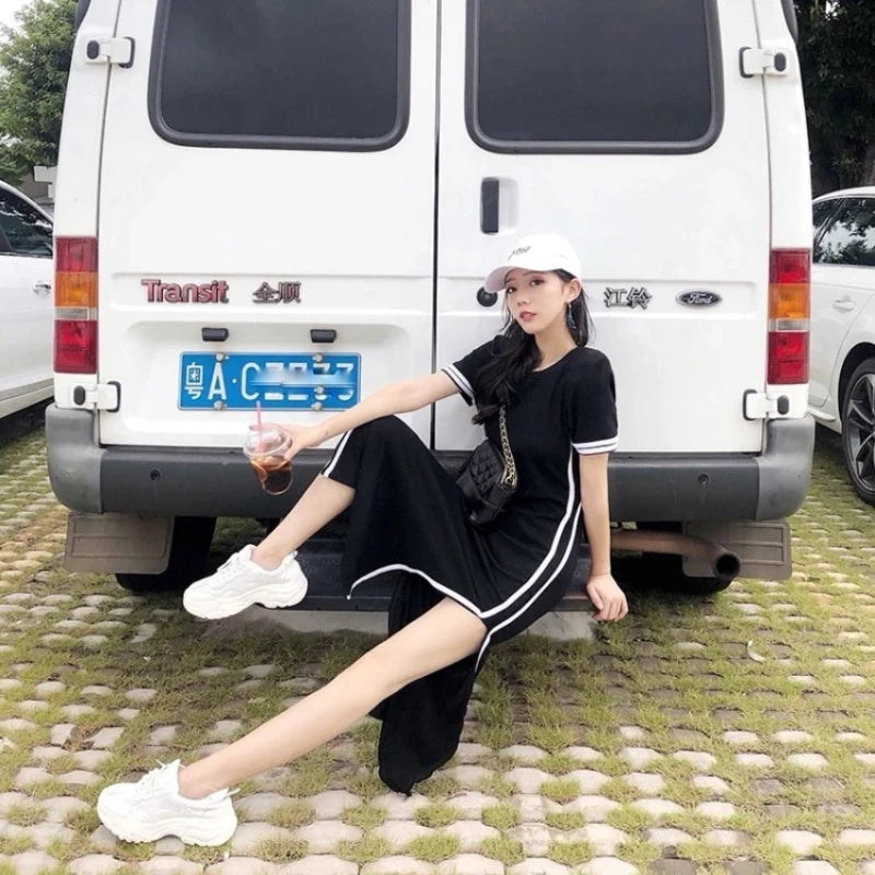 Black Woman Dress Dresses for Women 2025 Night Club Midi Tight Bodycon Clothes Promotion Luxury Outfits Harajuku Trendy Summer X Good Vibrations