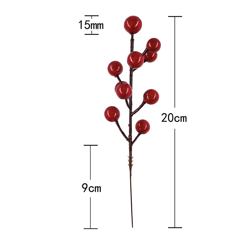 Christmas Decoration Red Berries Artificial Foam Black White Berry Flower Branches DIY Wreath Xmas Tree Wedding Party Home Decor Good Vibrations