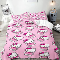 Hello Kitty Duvet Cover Set Bedding Comforter Sets King Size 3D Children'S Bedding Set Good Vibrations