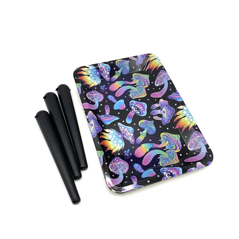 Rolling Tray 18X12.5CM with colorful design and black accessory tubes.